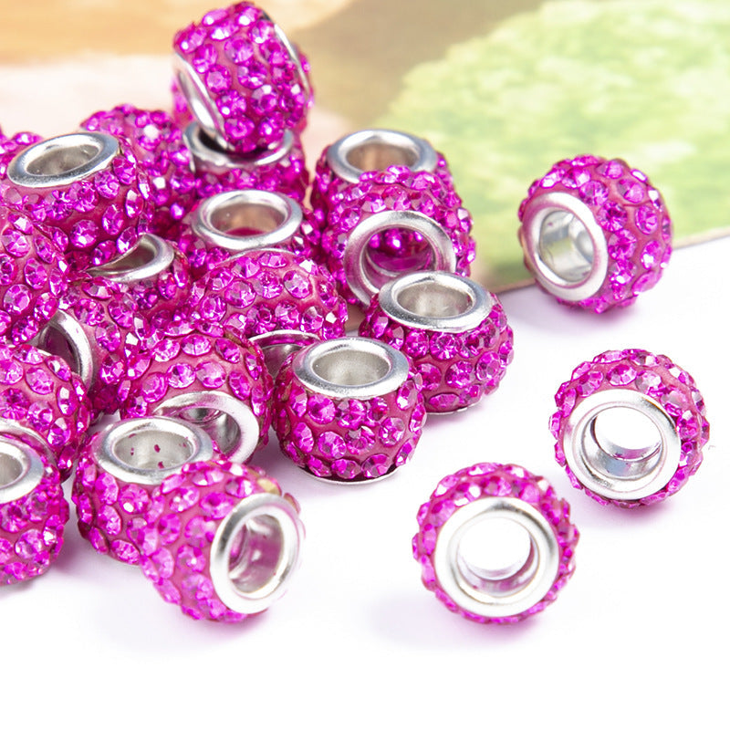 Venta al por mayor 10-200PCS/Pack 14mm Rhinestone Clay Perlas de agujero grande 10/50/100/200PCS/Pack